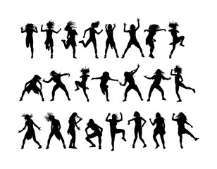Modern style dancer girl vector silhouette isolated on background. Woman ballet performer. Sexy hip hop lady.  Time out spectacle, cheerleader performer dance. Sport support event. Urban fashion. 