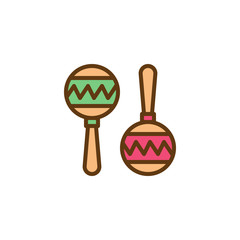 Maracas filled outline icon, line vector sign, linear colorful pictogram isolated on white. Mexican musical instrument symbol, logo illustration. Pixel perfect vector graphics