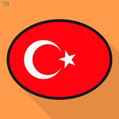 Turkey flag speech bubble, social media communication sign, flat business oval icon.