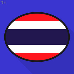 Thailand flag speech bubble, social media communication sign, flat business oval icon.