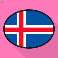 Obraz premium Iceland flag speech bubble, social media communication sign, flat business oval icon.