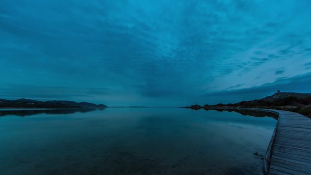 Alba nuvolosa allo Stagno di Notteri 01 (4k UHD time lapse)