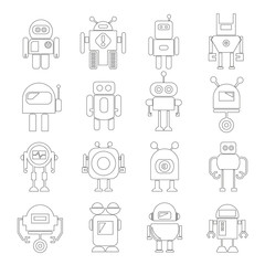 robot icons, outline icons