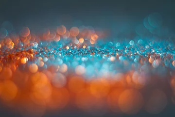 Abstraktion orange Bokeh auf blauem Hintergrund. Defokussiert. © Sahaidachnyi Roman