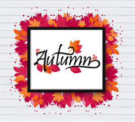 Fototapeta na wymiar Autumn hello vector design. Templates for placards, banners, flyers, presentations, reports.
