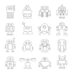 robot icons, outline icons