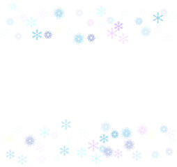 Falling down snow confetti, snowflake vector border. Festive winter, Christmas, New Year sale background. Cold weather, winter storm, scatter texture. Hipster snowfall falling snowflakes cool confetti