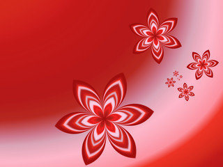 Abstract fractal flowers. Shades of red and white color