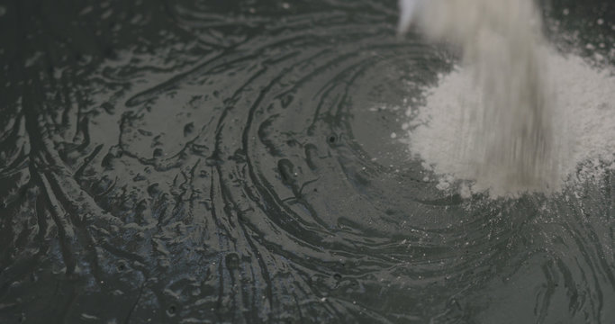 adding hardener to micro concrete plaster