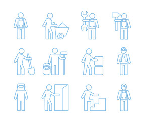 people icons, manual work postures