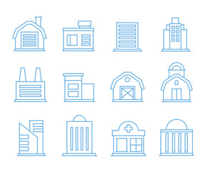 building icons, outline icons