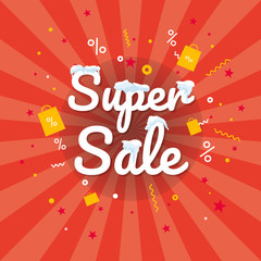 Super sale banner. Discount banner. Vector illustration.