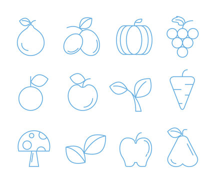 fruit icons, outline icons