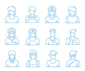 woman icons, people icons set