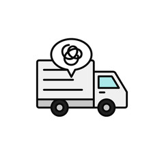 delivery truck complicated line icon. shipment car misguided and gets lost illustration. simple outline vector symbol design.