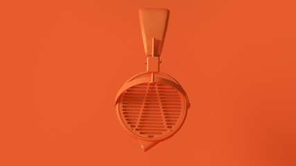 Orange Vintage Headphones 3D illustration 3d render