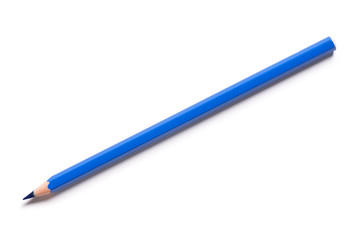 Blue pencil isolated on white background.

