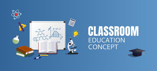 Classroom background. Education and learning concept. Student examination. Vector illustration.