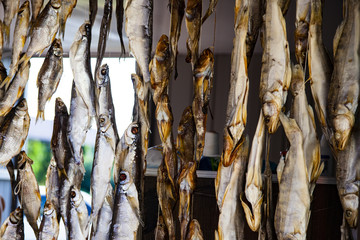 Dried fish is sold on the market.