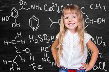 Back to school concept. Little schoolgirl portrait