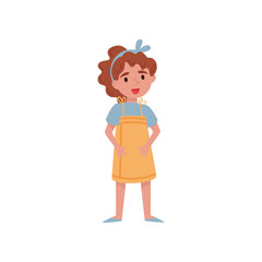 Cute little curly girl vector Illustration on a white background