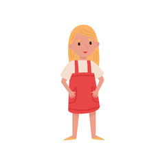 Cute blonde little girl standing vector Illustration on a white background