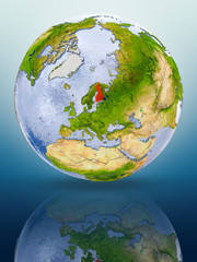 Finland on globe