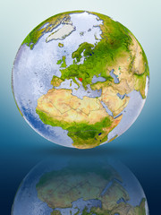 Bosnia and Herzegovina on globe