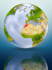 Morocco on globe