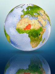 Niger on globe