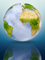 Liberia on globe