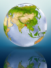 Bangladesh on globe