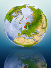 Norway on globe