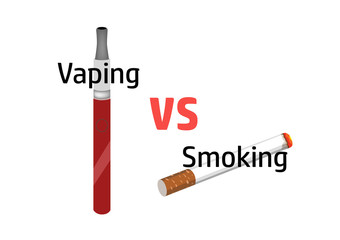 Vaping versus smoking vector image with wording