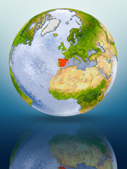 Spain on globe