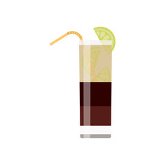 Alcoholic cocktails isolated on black background. Cocktail drink. Vector