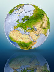 Moldova on globe