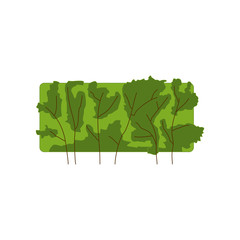 Green herbal plant isolated on white. Bush with brown branches, app game UI or web element icon. Vector illustration