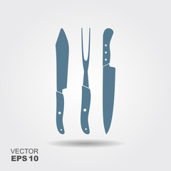 Kitchen tools. Knives and fork for cooking