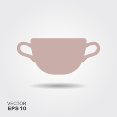 Cup for soup and broth. Bowl flat icon