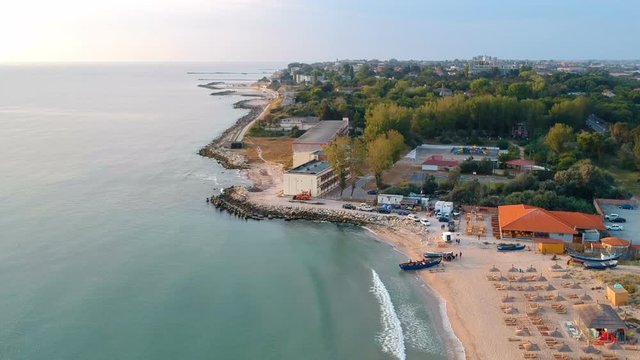 Aerial view of the Black Sea, and the romanian coast, at Eforie