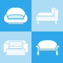 sofa and couch icons in blue