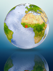 Ivory Coast on globe