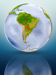 Paraguay on globe