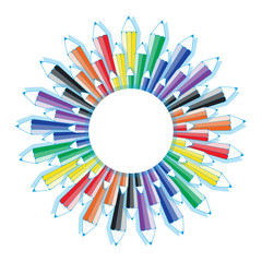 graphic style pencils flower display in multicolor on white shades