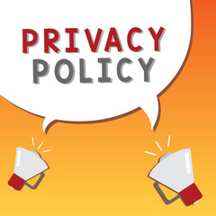 Writing note showing Privacy Policy. Business photo showcasing Document that explains how an organization handles clients.