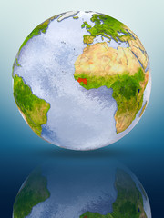 Guinea on globe