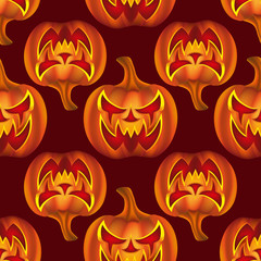 Seamless pattern with pumkins on background for halloween