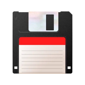 Realistic floppy-disk, retro object isolated on white