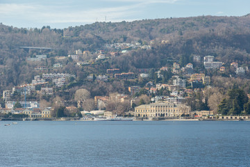 Como lake's coast with its Villas